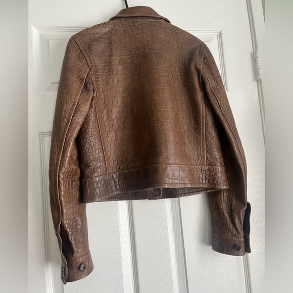 Ralph Lauren Vintage Chestnut Brown Made in Italy Croc-embossed lamb leather - Picture 3 of 9